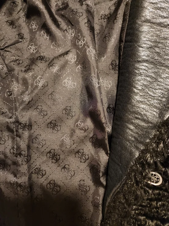 Guess Black Faux Fur & Leather Women's Jacket - Picture 4 of 8